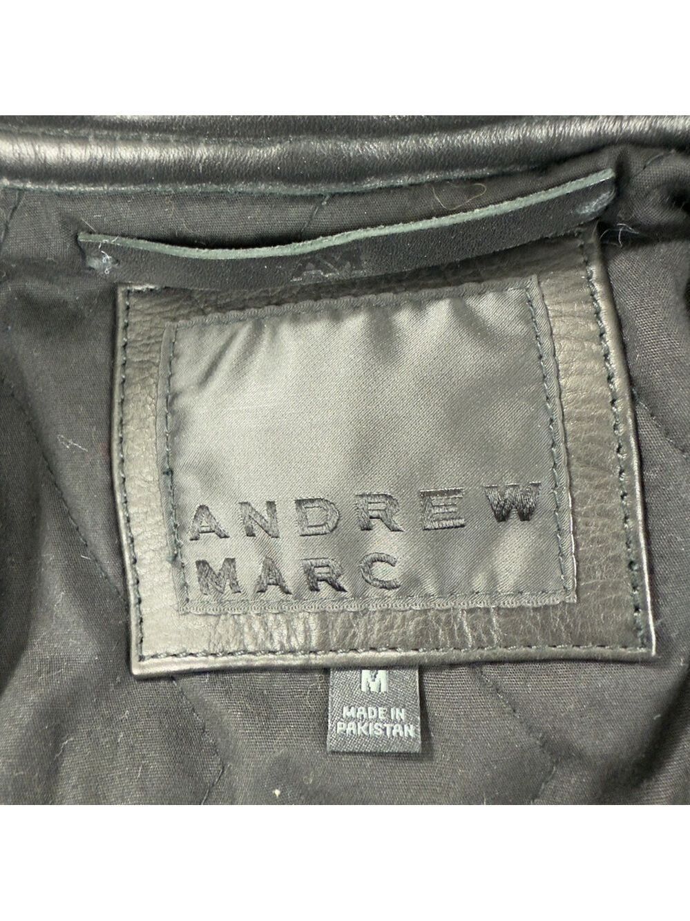 Andrew Marc Men's Size Medium 100% Black Soft Leather Jacket Full Zip AM8A1353 - Picture 2 of 16